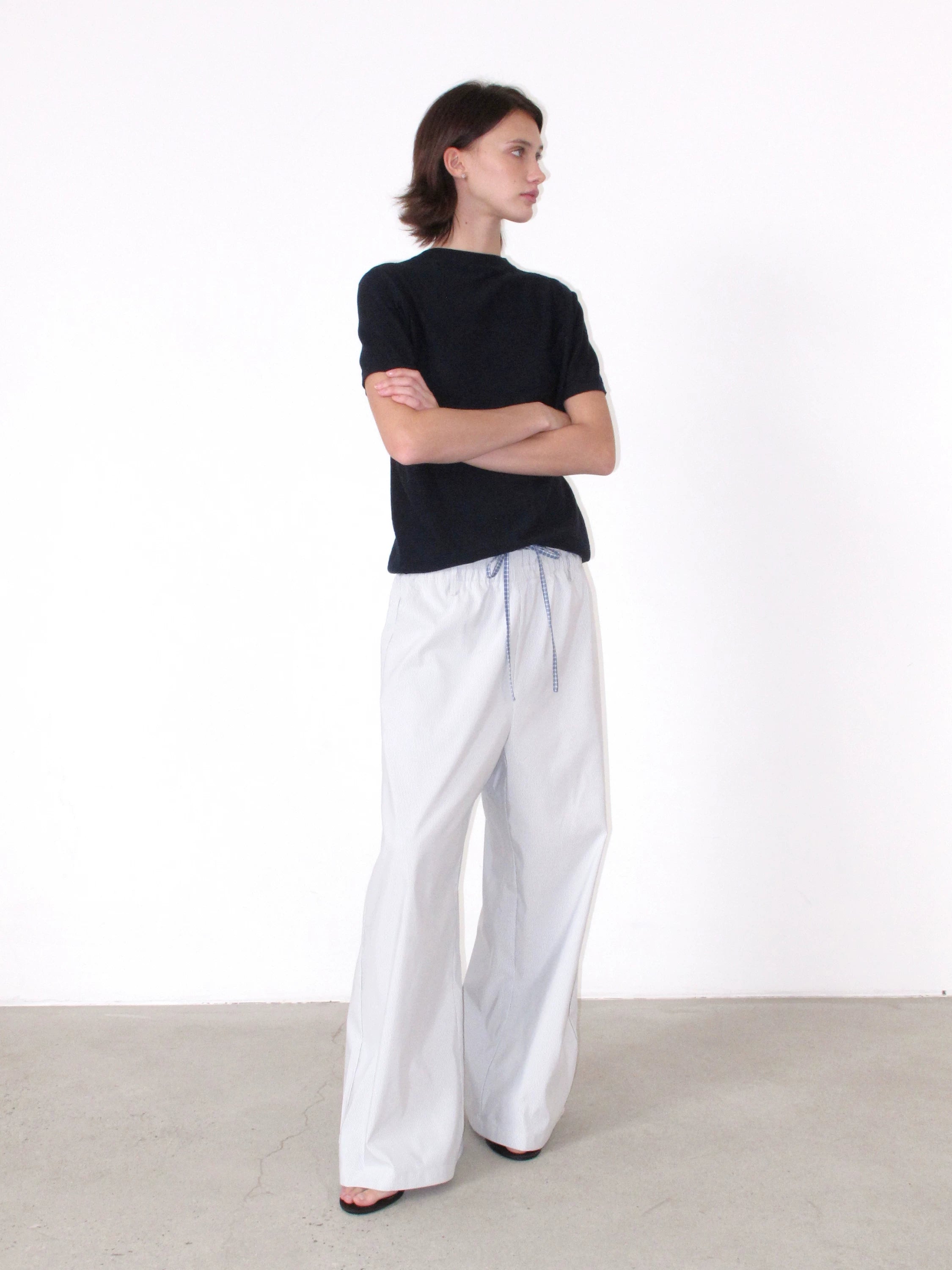 NOT UGLY Double Waist Lazy Striped Casual Pants