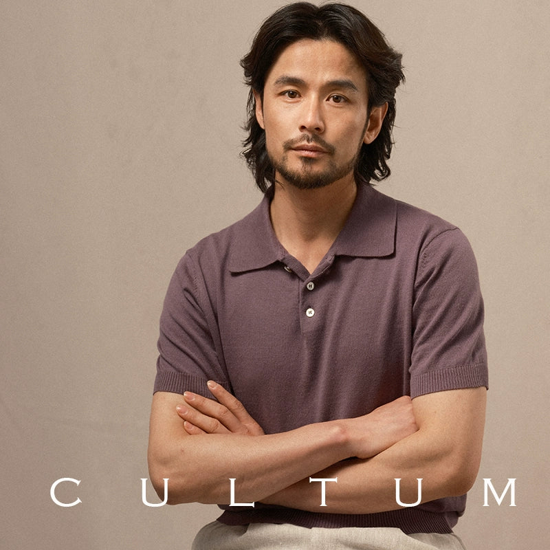 CULTUM Lapel Cotton and Linen Knitted Light Polo Shirt