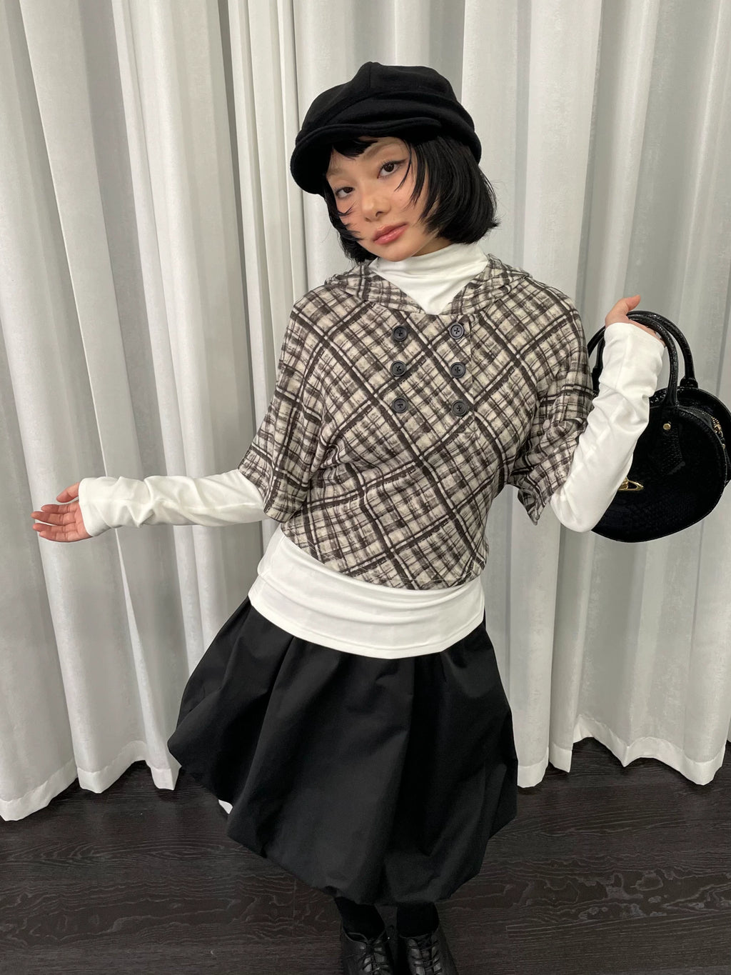 Loosesmell Striped Stacked Hooded Short-sleeved Sweater Jacket