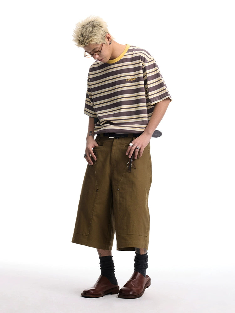 CoosRetro Retro Bag Embroidery Logo Embroidery Striped Tee