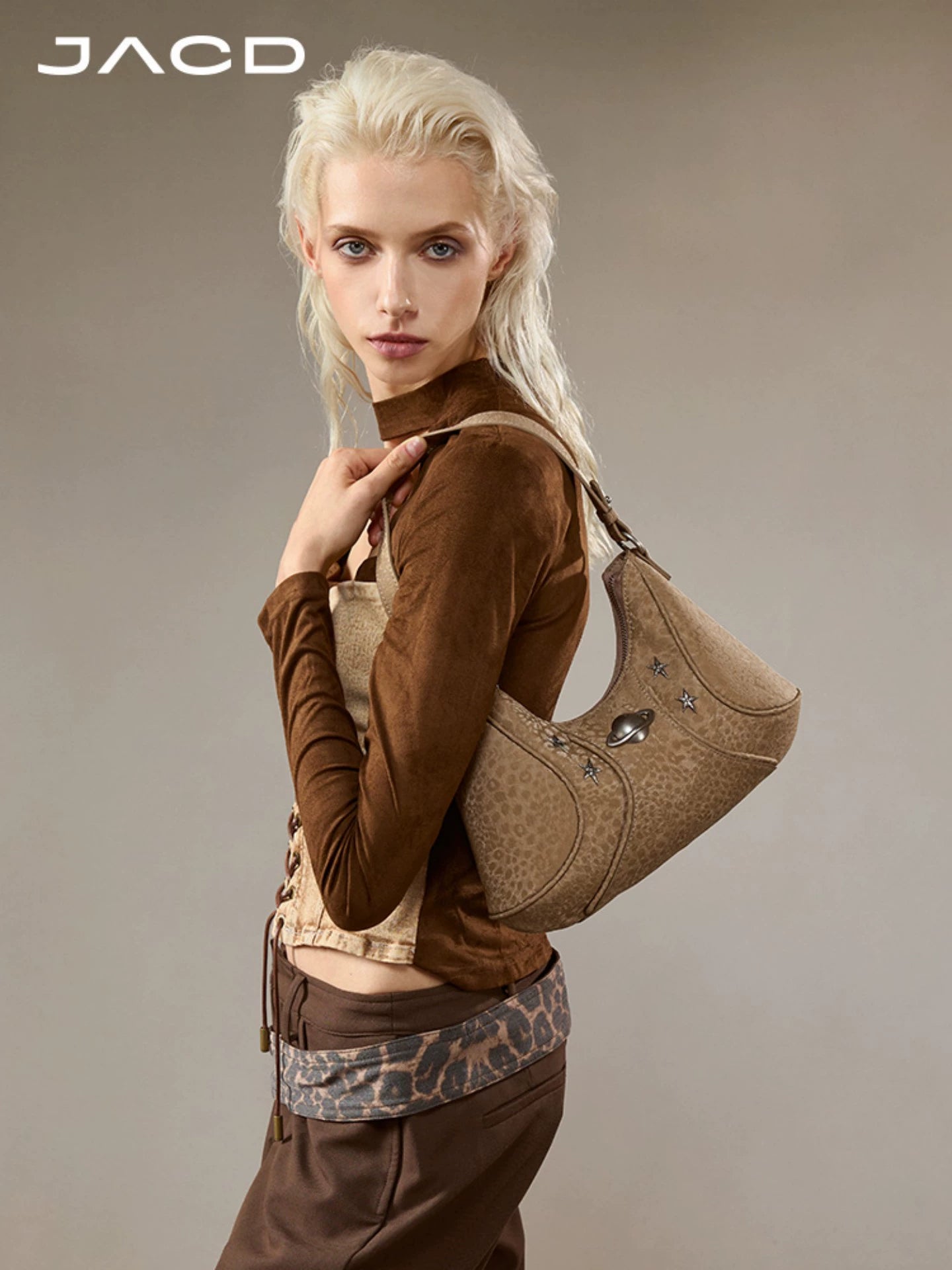 JACD Leopard Print Retro Shoulder Messenger Bag