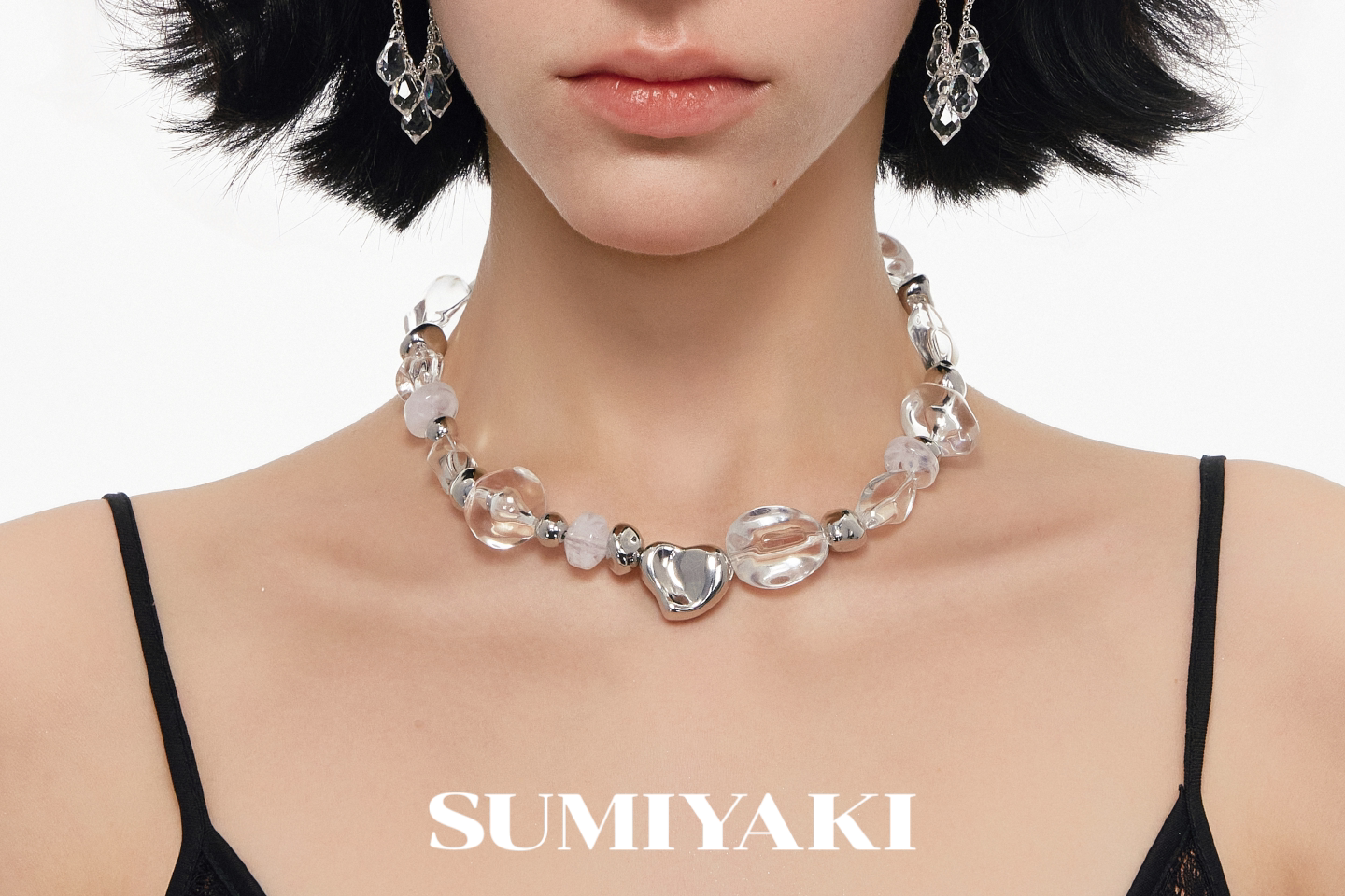SUMIYAKI Niche Transparent Crystal Necklace