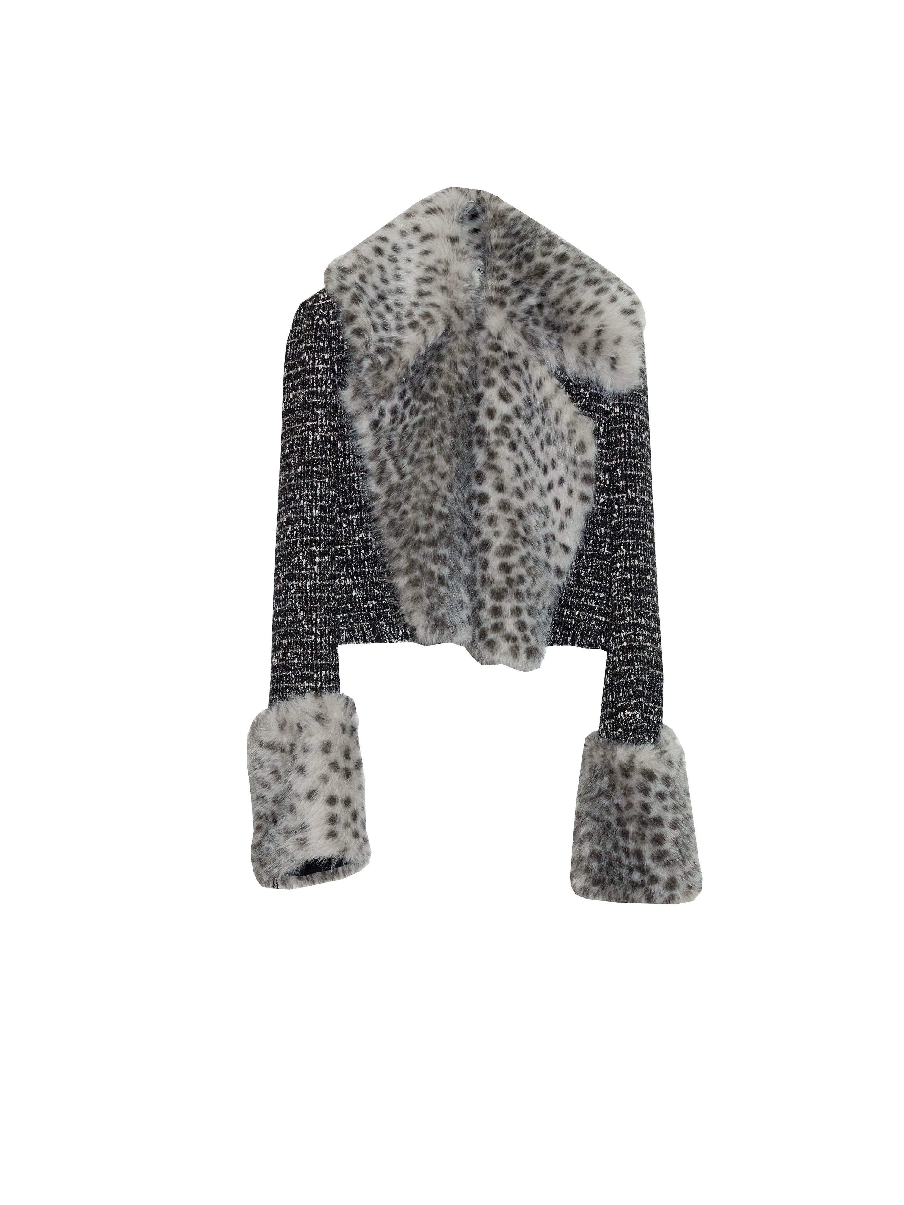 JNYLON Leopard Print Imitation Fur Short Jacket