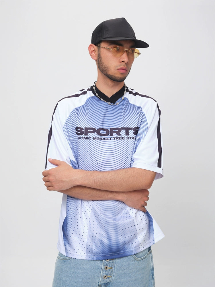 ComicTree Polka Dot Gradual Change V-neck Sports Jersey