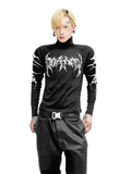 DETW Splicing Slim Fit Front Shoulder High Neck Long Sleeve