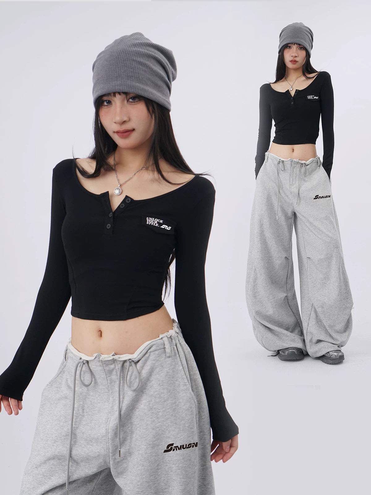 SAMUSAN Slim and Thin Versatile Short Long Sleeves