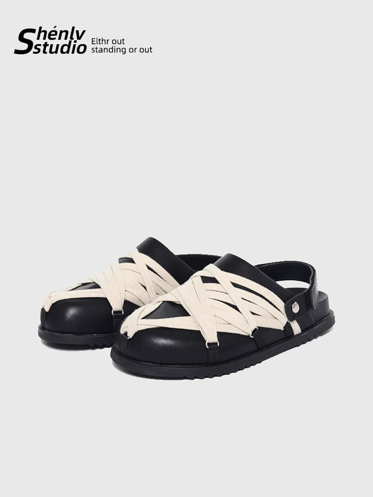 SHENLV STUDIO Strap Two Wear Removable Head Sandals