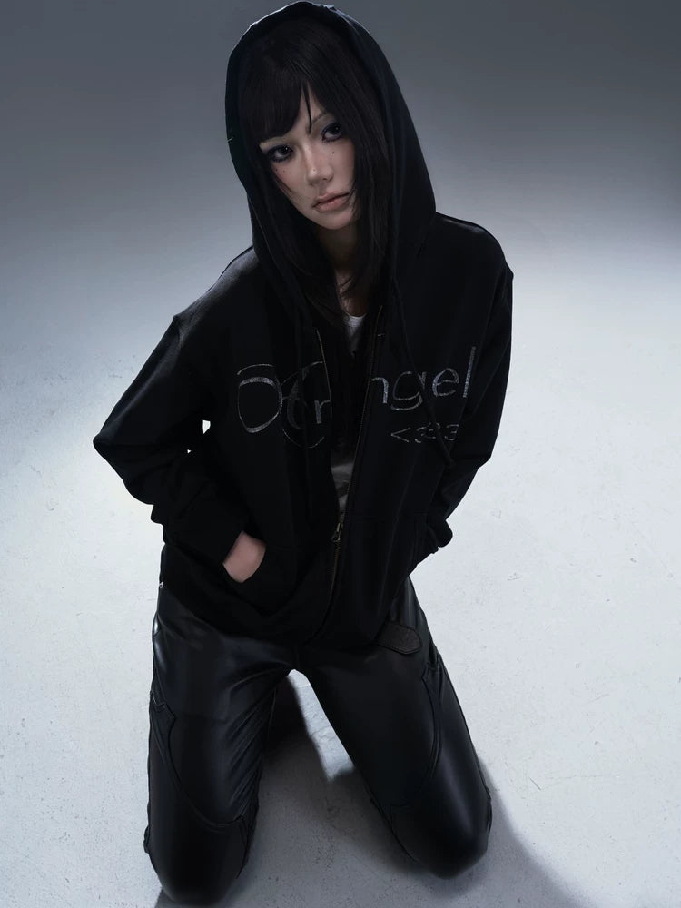 PCCVISION Glitter Print Zip-up Cardigan