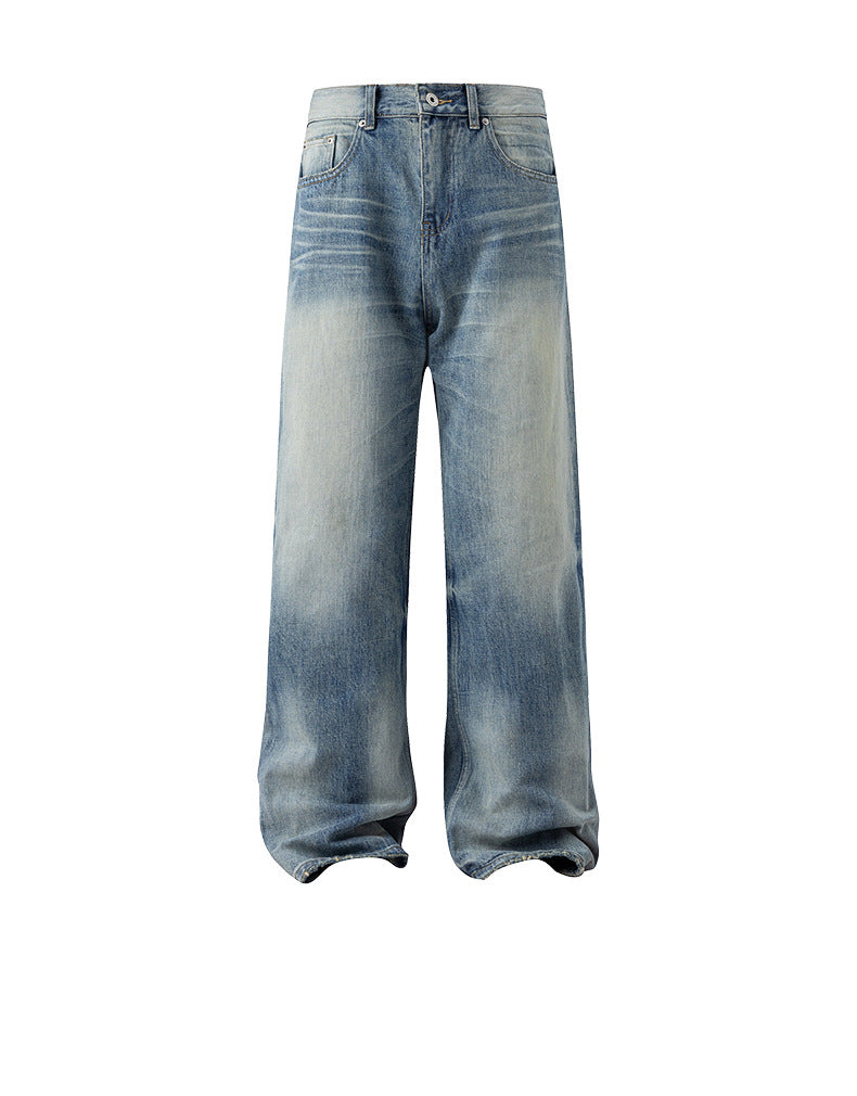 UNF A-Font Washed Blue Straight Loose Jeans