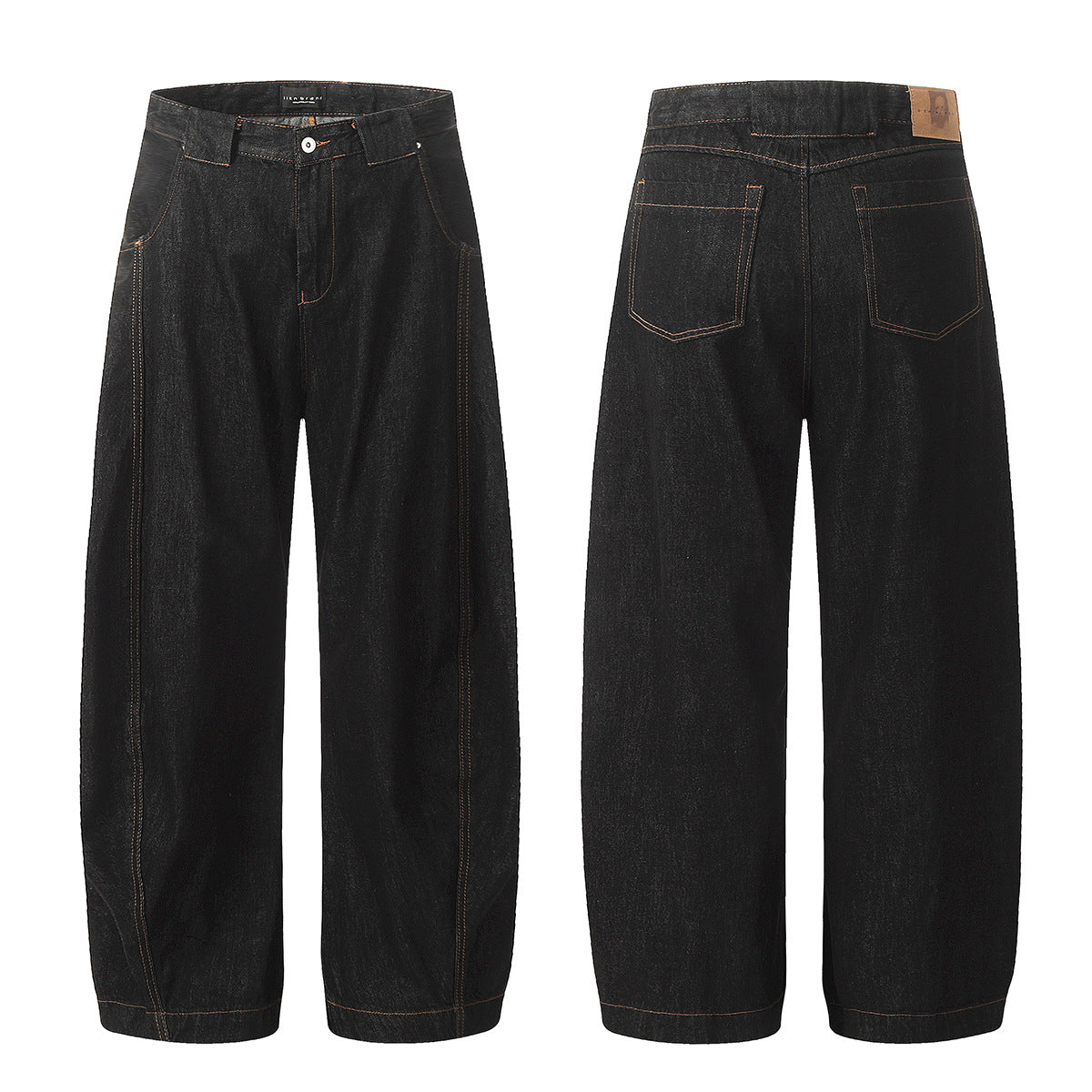 11KN Retro Style Black Simple Basic Straight Wide-leg Jeans