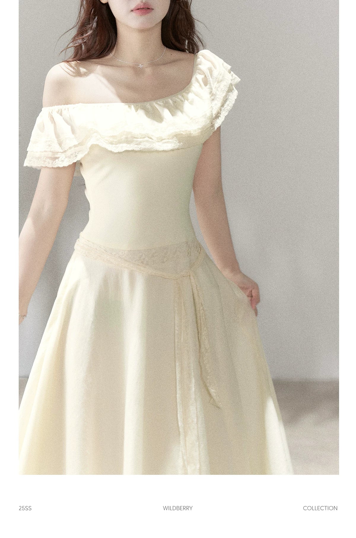 Wildberry Waist Slanted Shoulder Dress