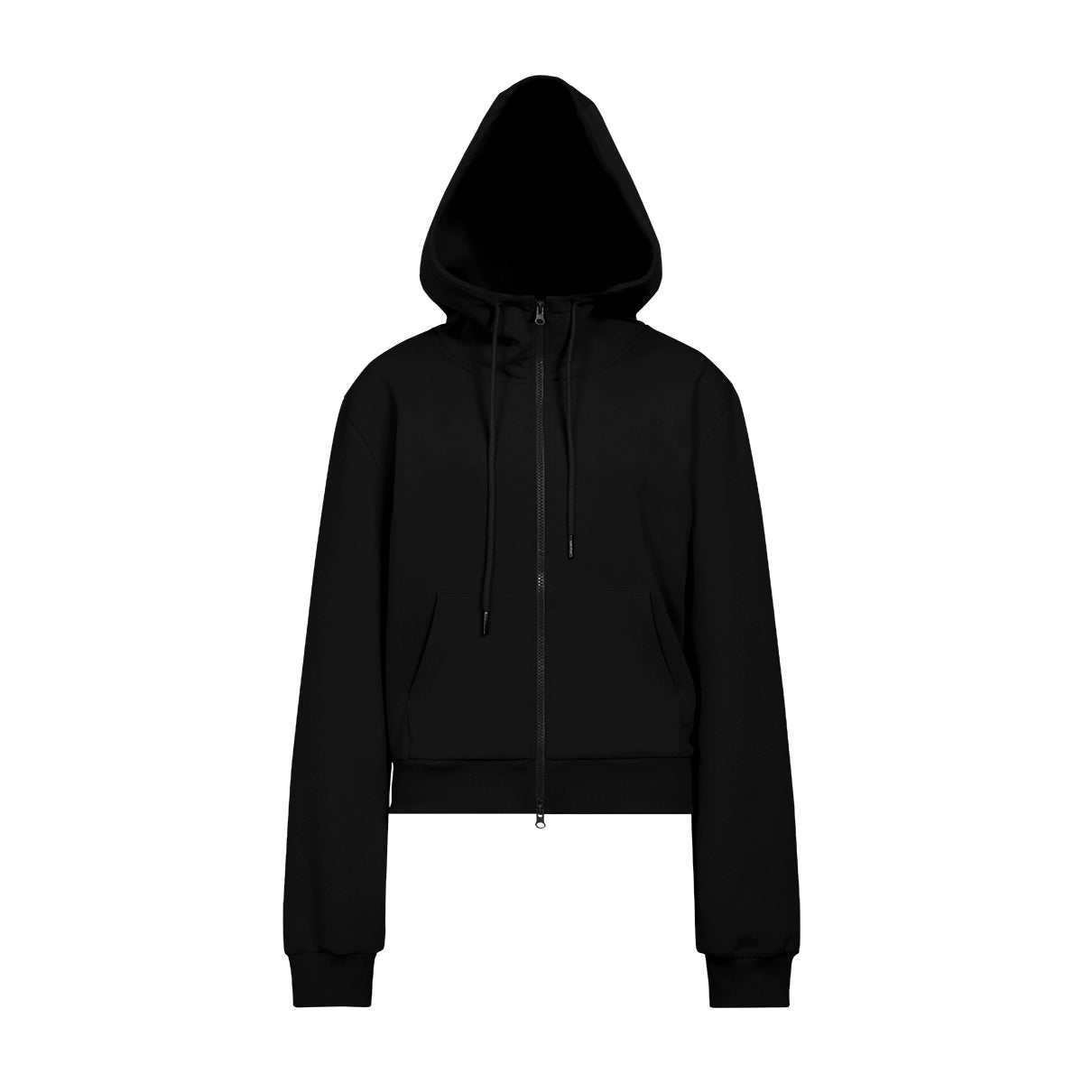 FUNKYFUN Double Zipper Stand-up Neck Hooded Short Cardigan
