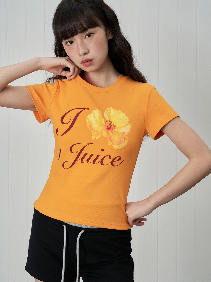 UnderStress Flower Flower Type Front Shoulder Short Waist Tee