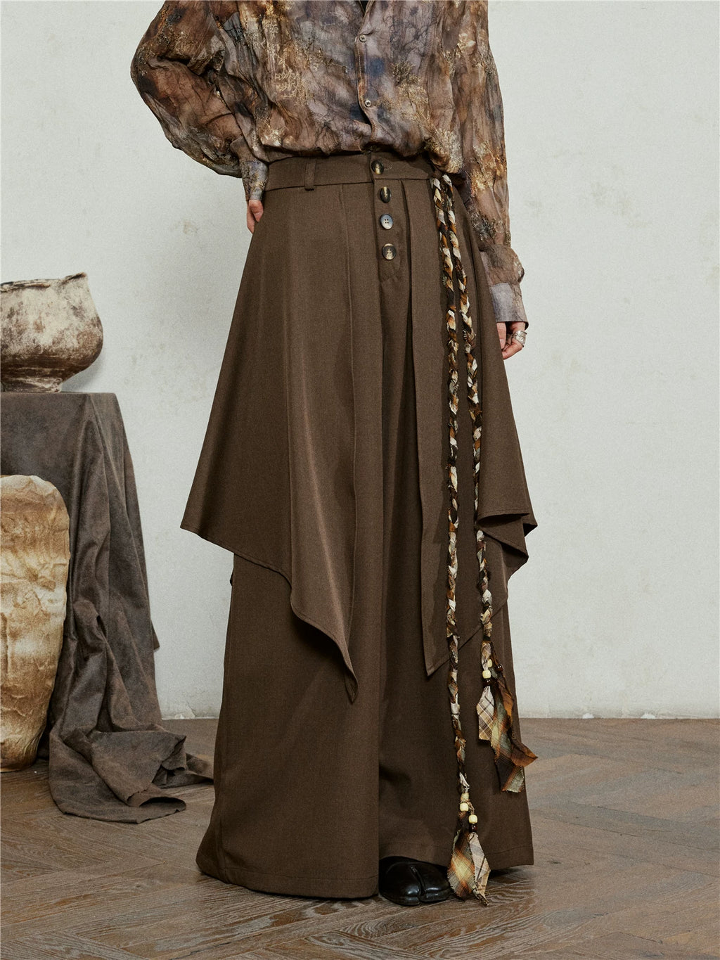 SUNYVONNE Irregular Casual Wide-leg Pants