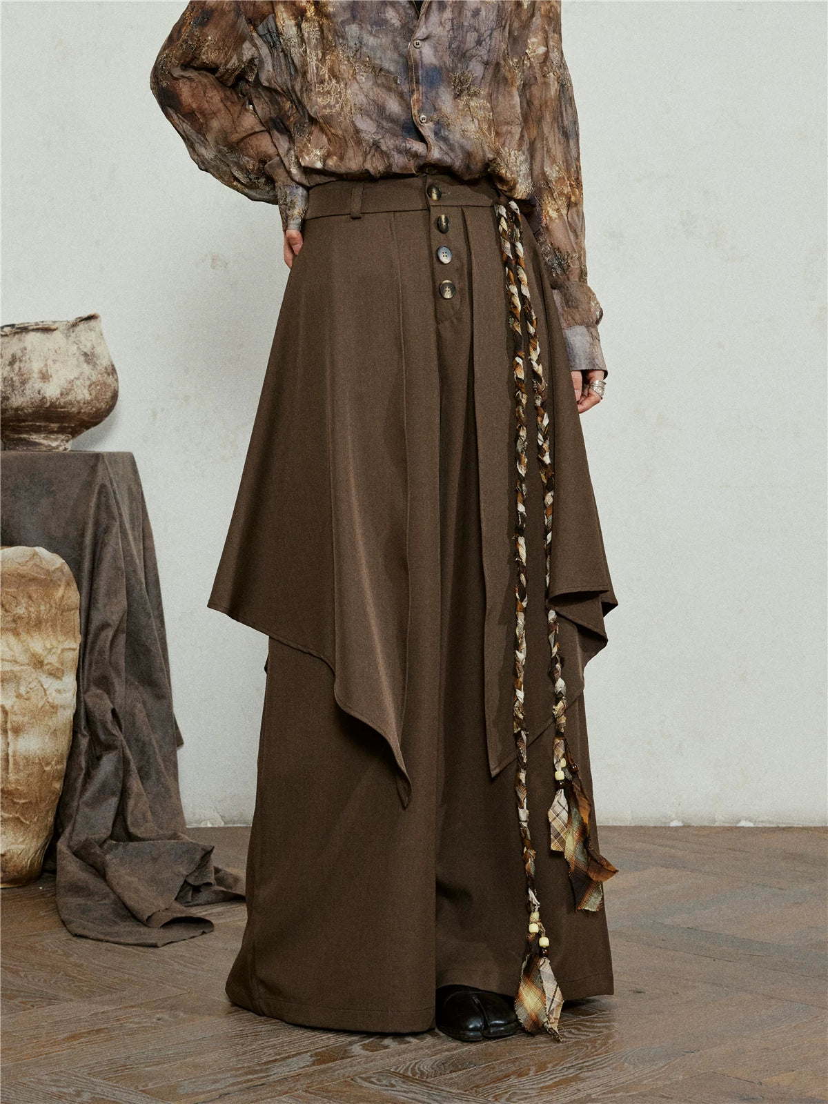 SUNYVONNE Irregular Casual Wide-leg Pants