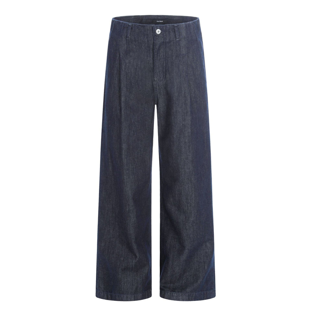 11KN Retro Simple Straight Double Pleated Loose Wide-leg Pants