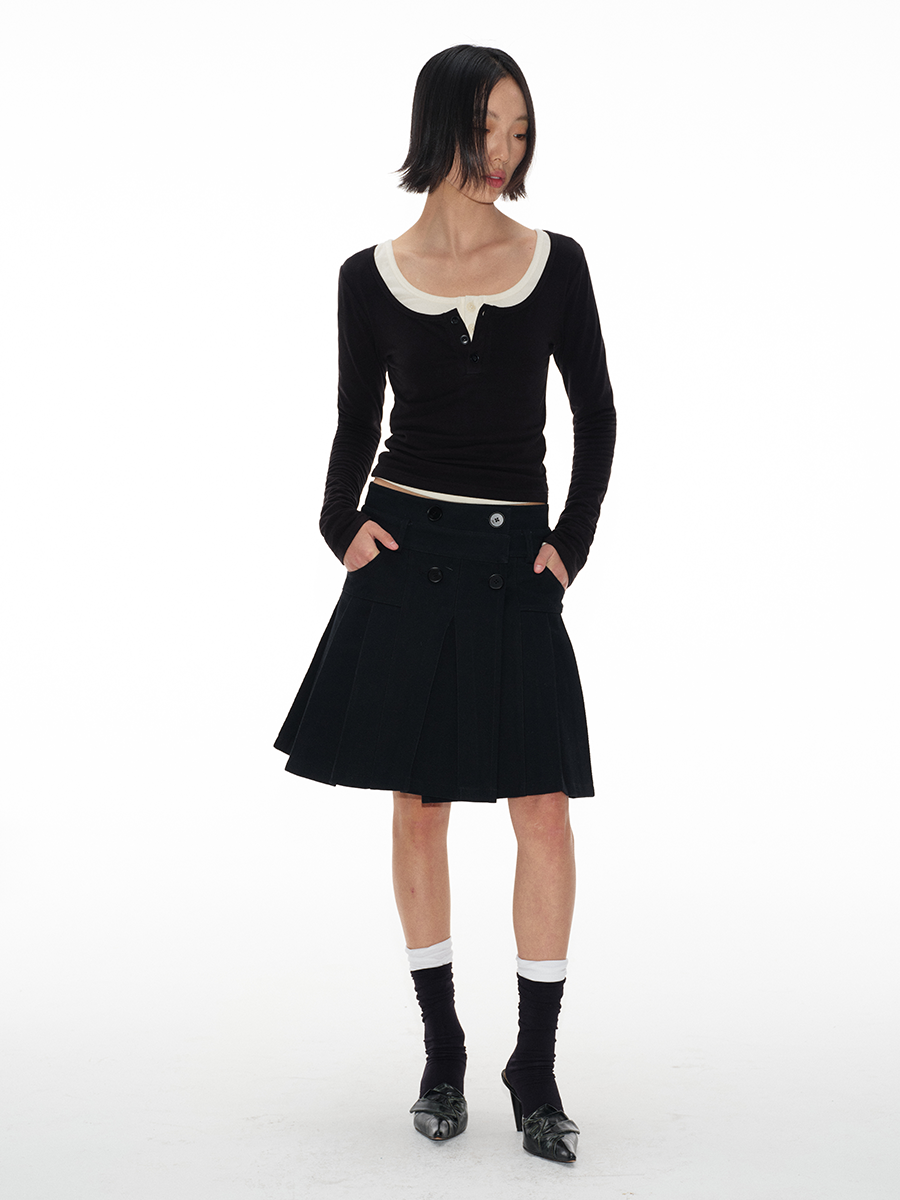 JCAESAR Semicircular Henry Neck Long Sleeve