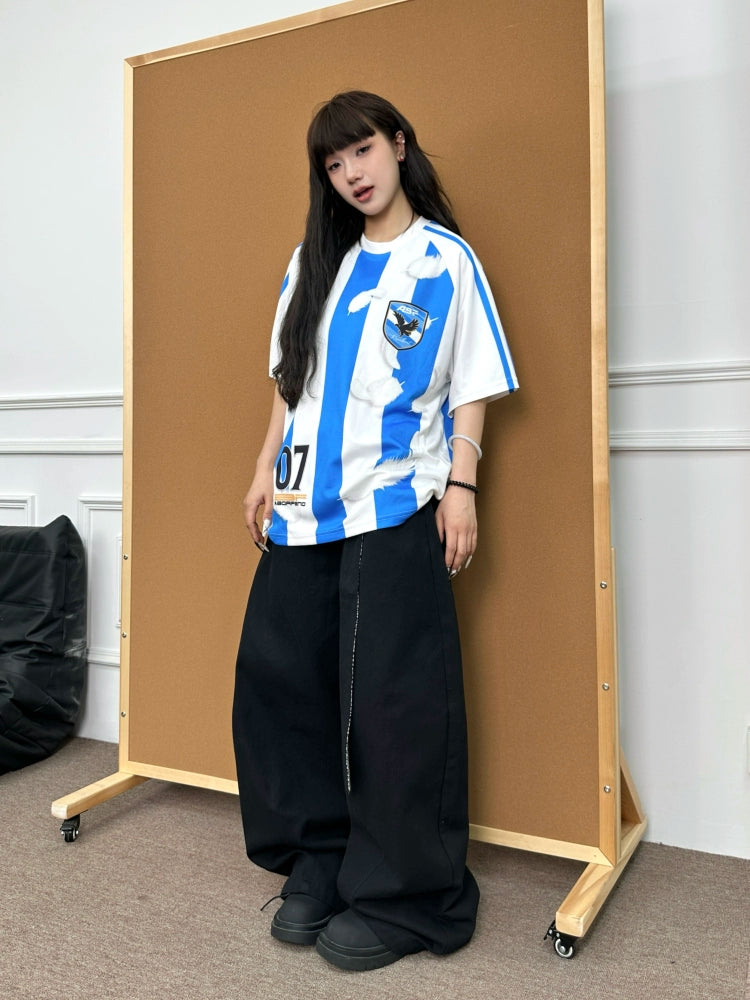 BeOurRule Direct Injection Printing Striped Loose Tee