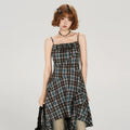Girlyhalo Vintage Plaid Suspender Dress