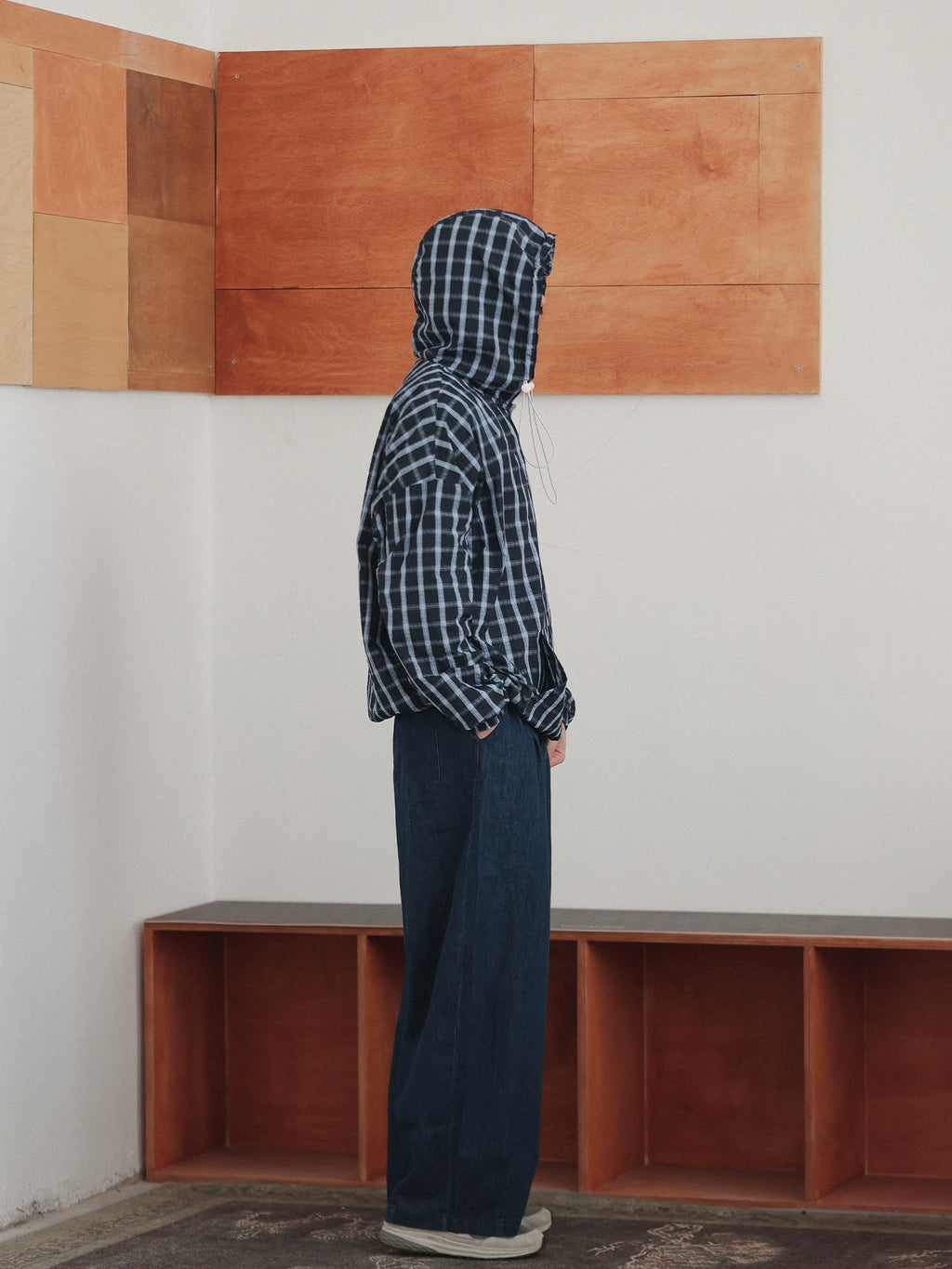 NOEARS Vintage Plaid Loose Hooded Plaid Jacket