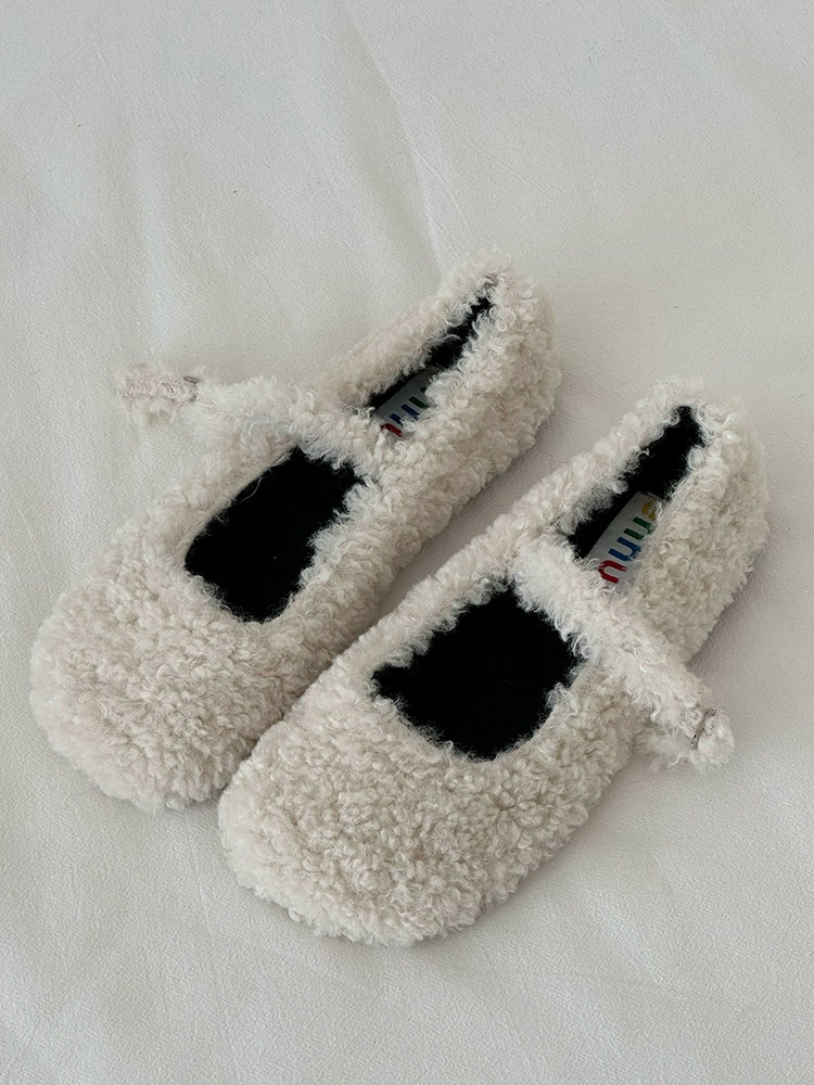 ENNUI Fluffy Mary Jane Loafers Plush Shoes