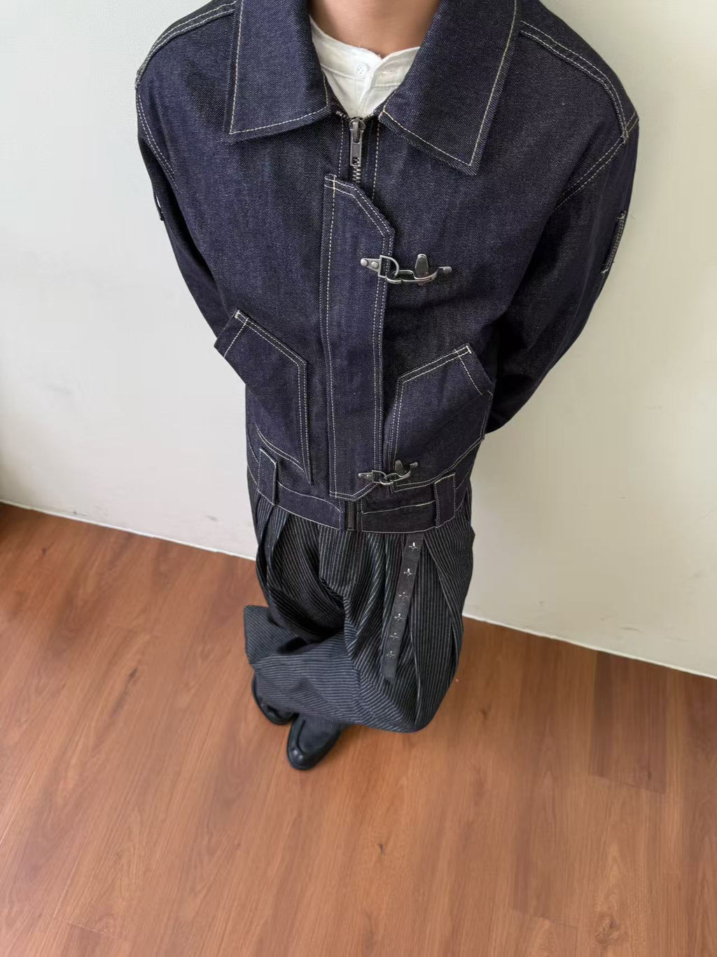 EME Lapel Splicing Short Denim Jacket