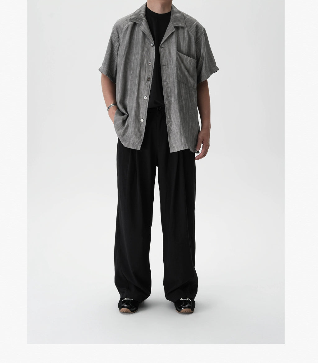 AWT Do Old Stir-fry Wash Pleated Texture Loose Shirt