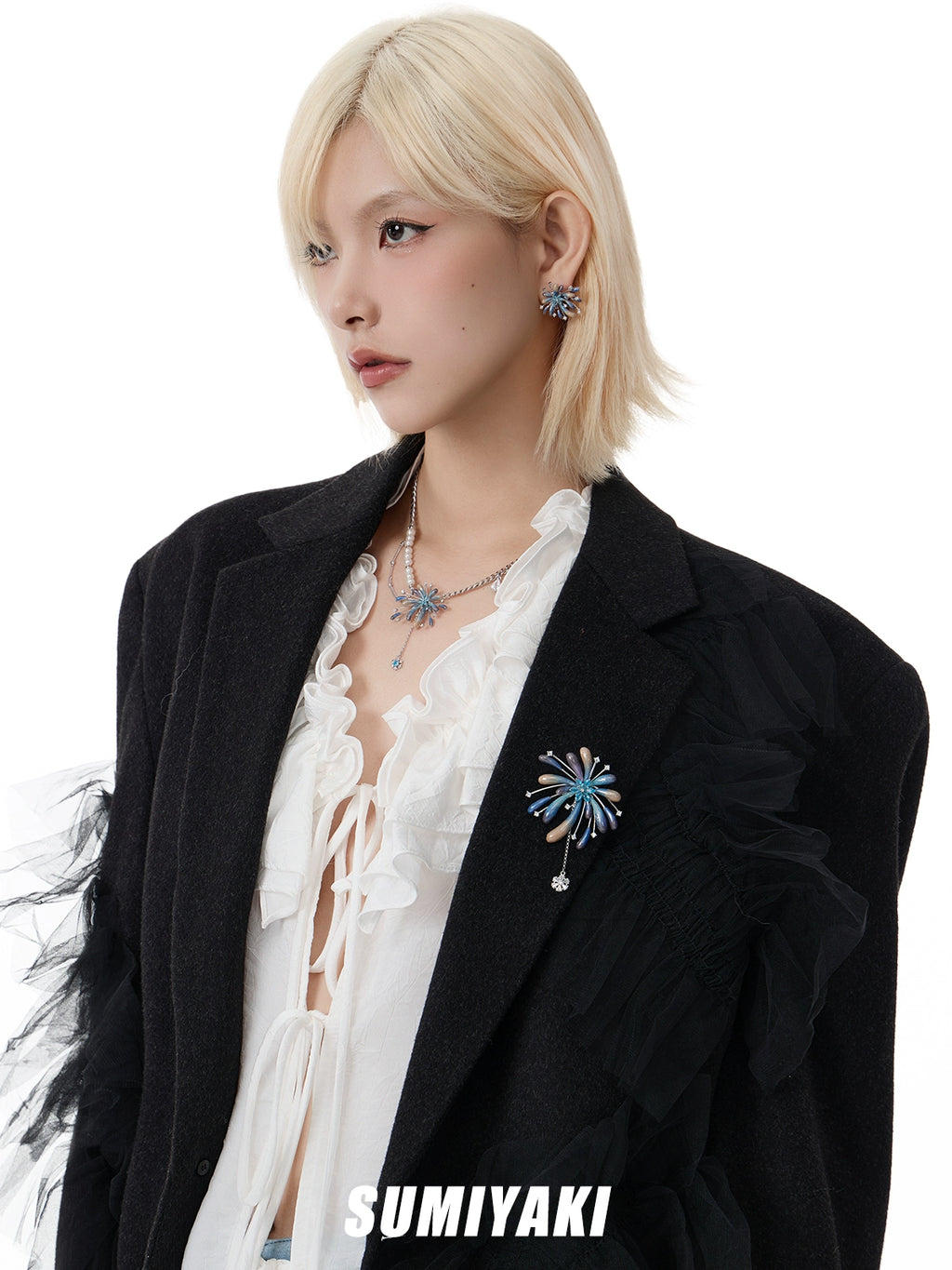 SUMIYAKI Gradual Change Fireworks Pearl Fringed Necklace