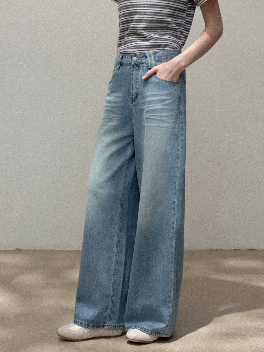 Cantonstory Vintage High Waist Wide Leg Jeans