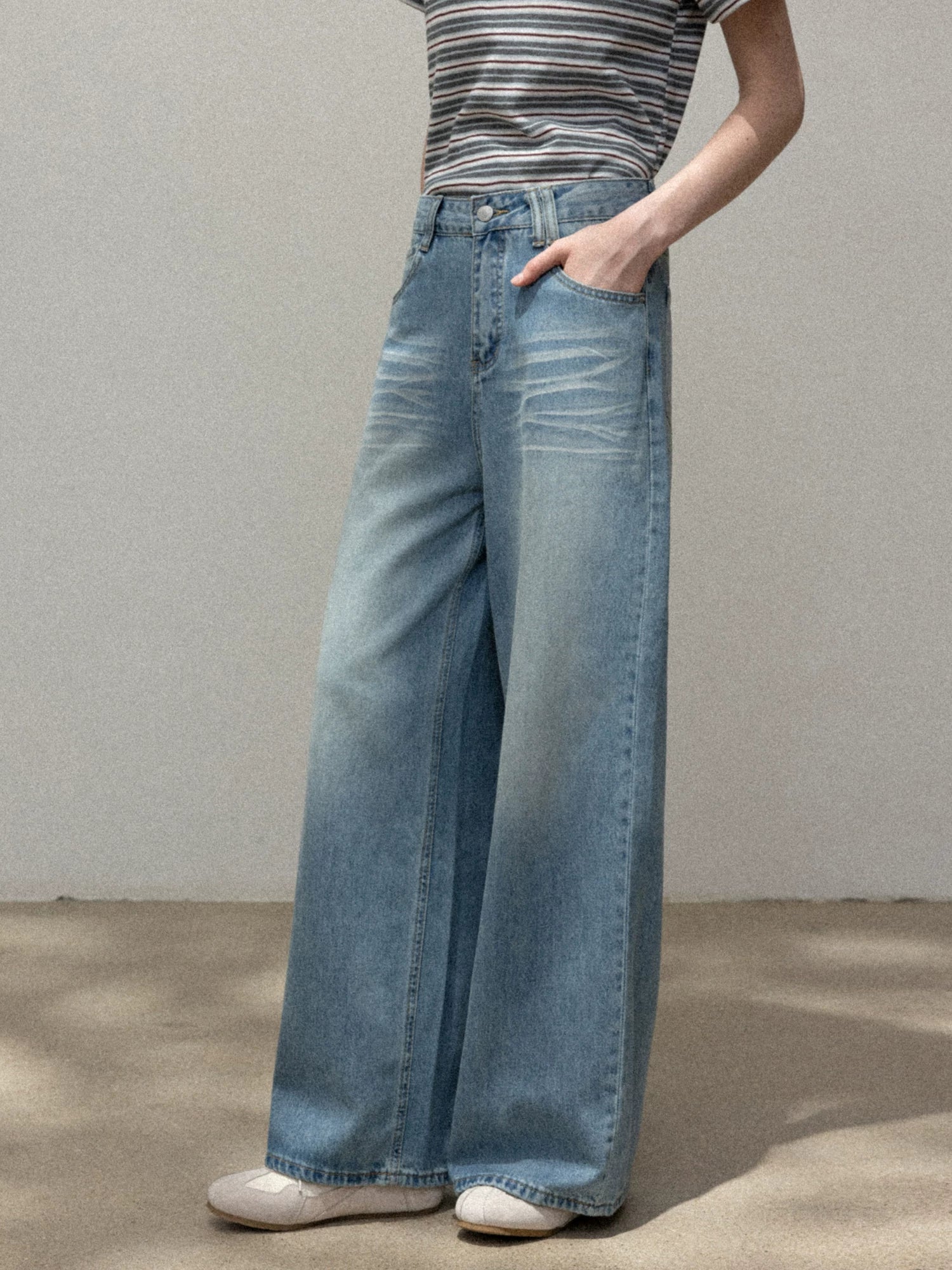 Cantonstory Vintage High Waist Wide Leg Jeans