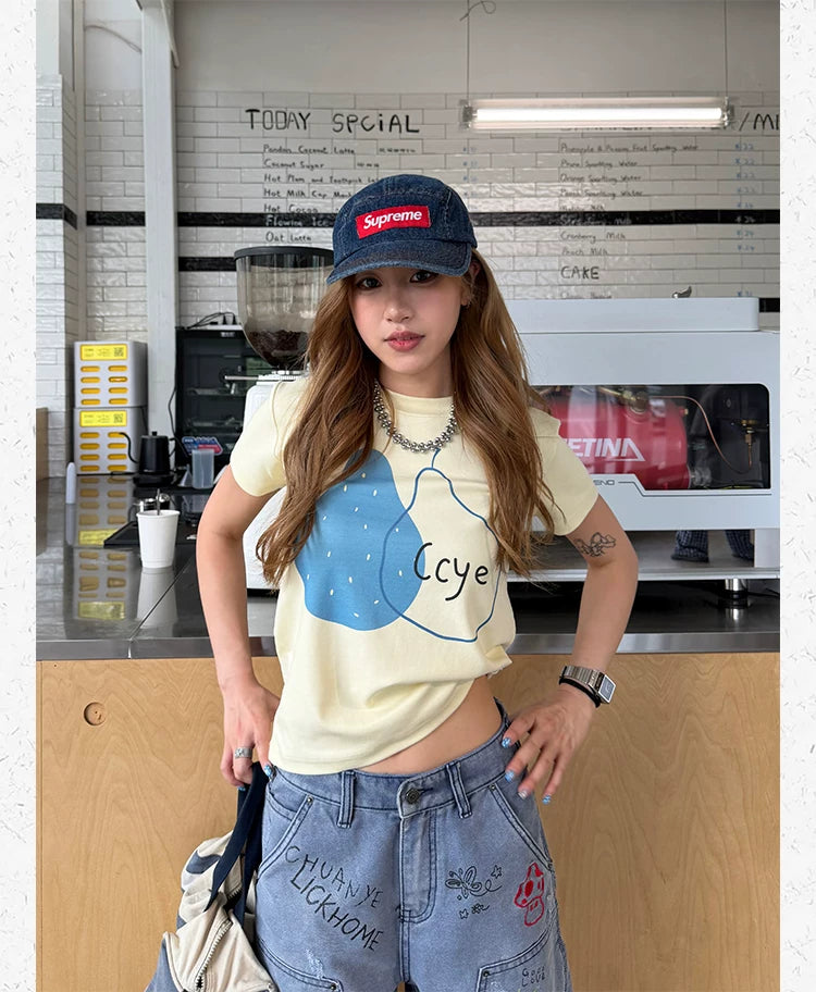 CCYE Pear Print Shoulder Versatile Tee