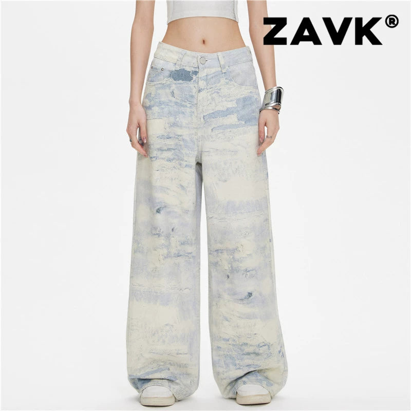 ZAVK Tie-dye Wide-leg Jeans