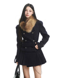 UNCMHISEX Vintage Stand-up Collar Double-breasted Tweed Jacket