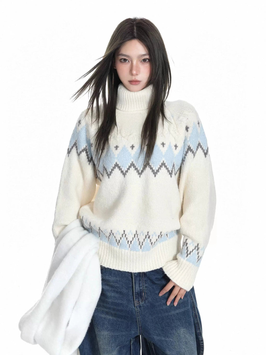 KDASE Turtleneck Lazy Thickened Knitted Sweater