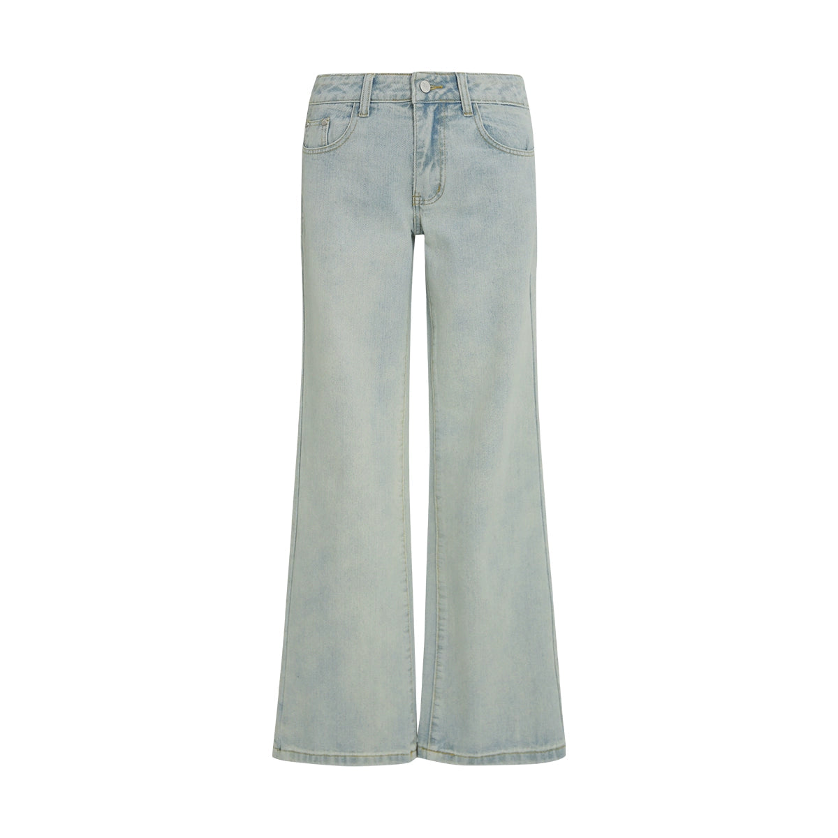 FUNKYFUN Medium and Low Waist Straight Tube Old Jeans