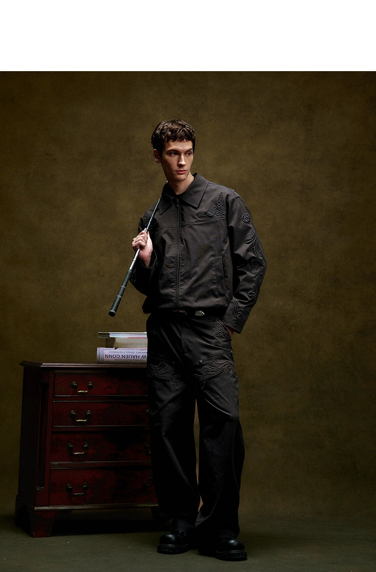 YADcrew Vintage Three-dimensional Line Carved Lapel Jacket