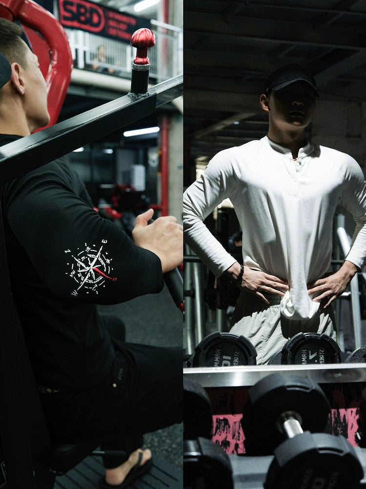 GTAL Casual Henry Collar Embroidered Long Sleeve