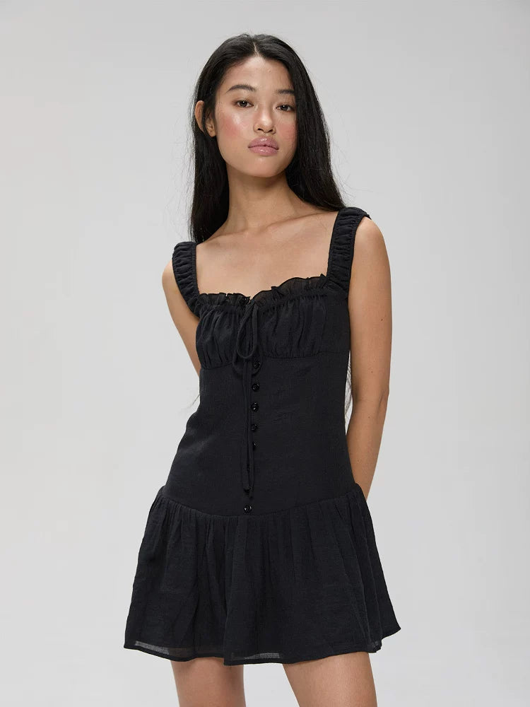 Veryrareme Tencel Square Neck Cinched Waist Sundress