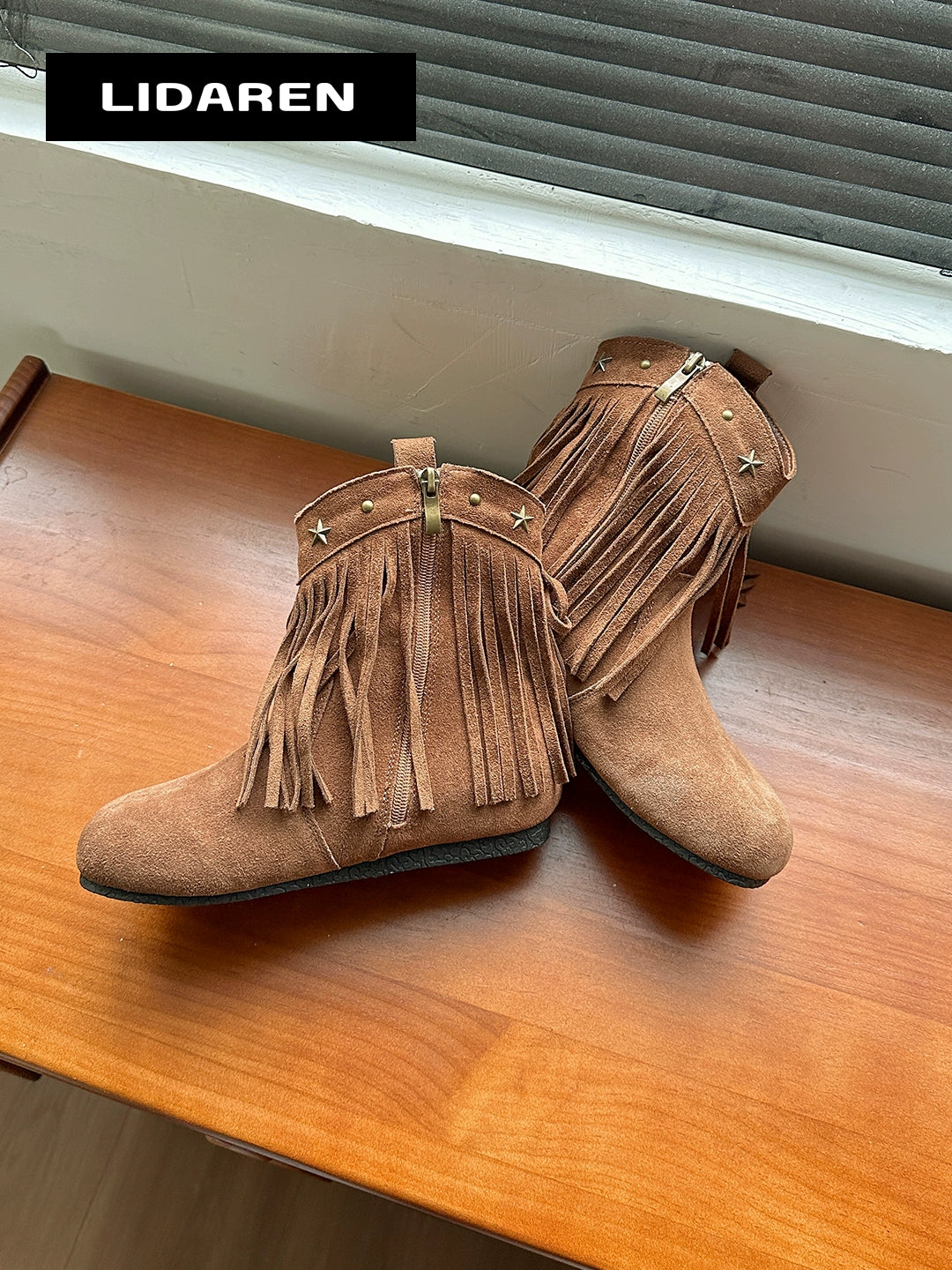 Lidaren Produced Leather Fringed Western Cowboy Boots