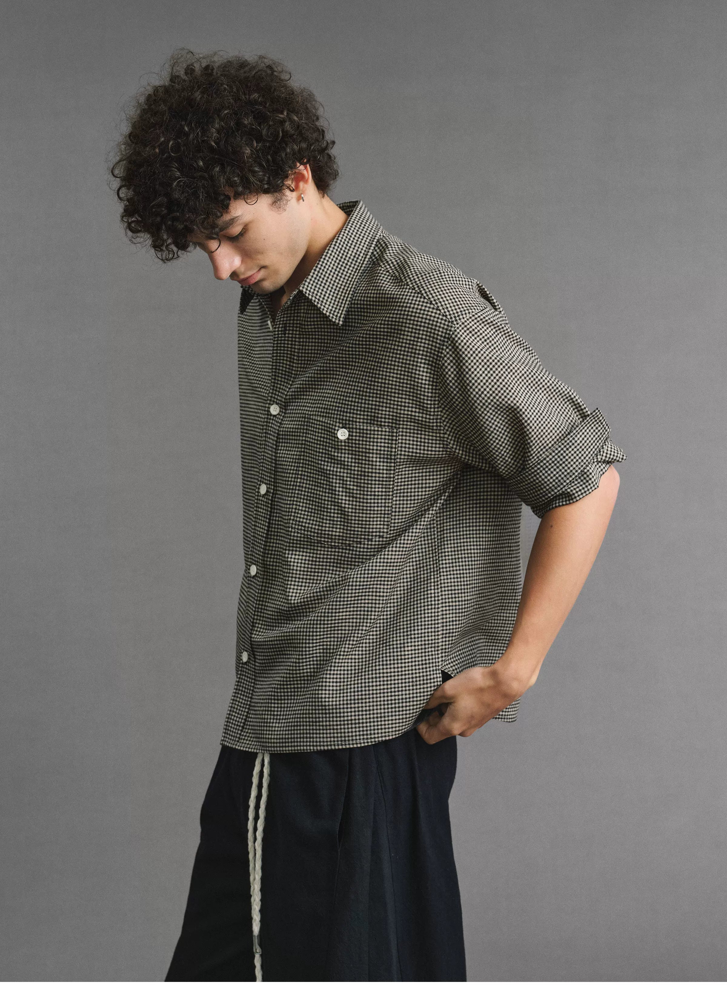 VLABMADE | 200g Breathable Houndstooth Check Relaxed Short Sleeve Shirt
