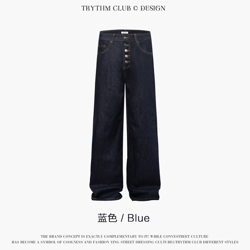 TRYTHMCLUB Loose Straight Denim Trousers