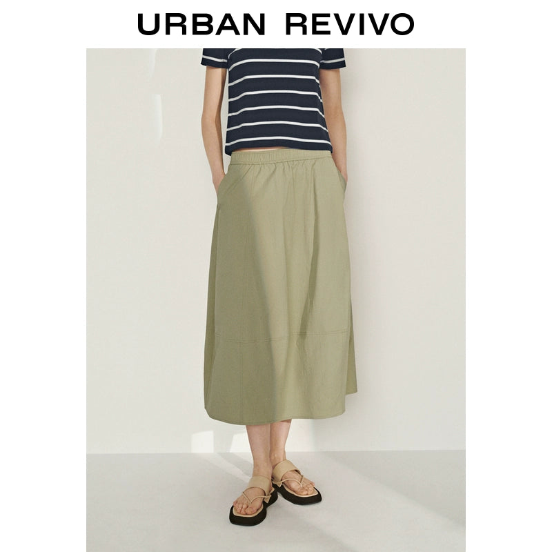 URBAN REVIVO Simple Casual Elastic Waist Super Loose Skirt