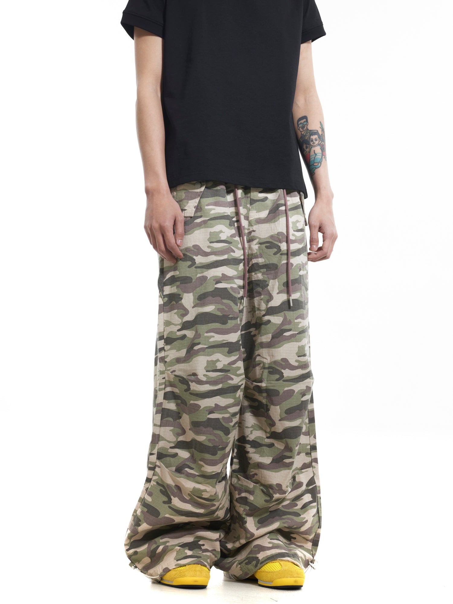 BTSG washed multi-pocket camouflage Bahn wind pleated pants