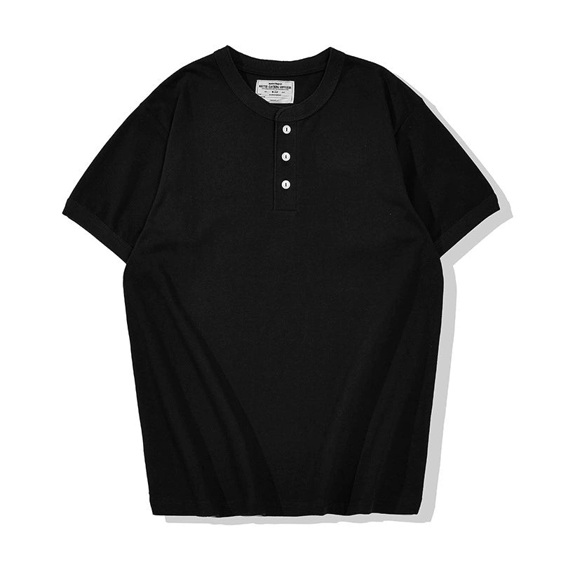 PrintAce Vintage Henry Neck Button Shirt TEE