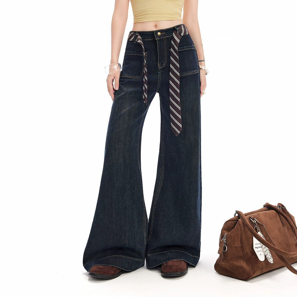 UNIFREE Loose and Skinny Tie Decorative Floor Pants