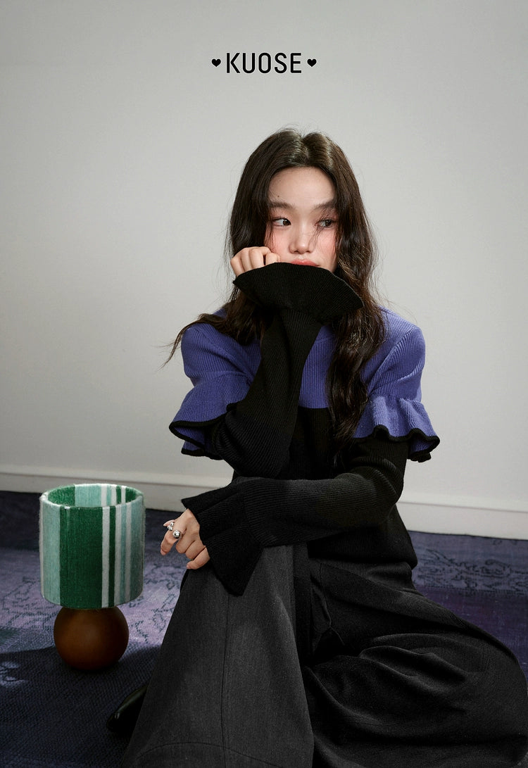 Kuose Semi-turtleneck Slim Bottom Sweater Knit