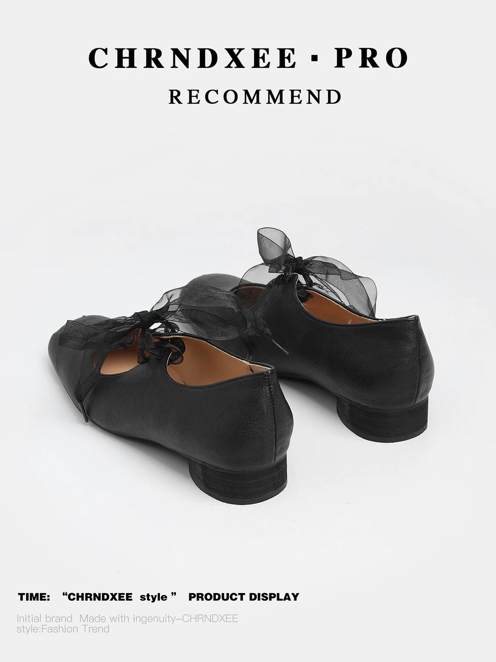CHRNDXEE Soft Leather Versatile Low-heeled Shoes
