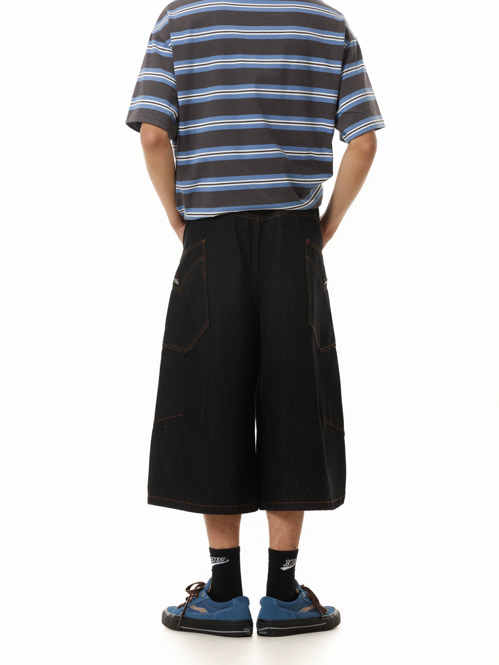 BTSG Retro Washed Side Pocket Denim Cropped Pants