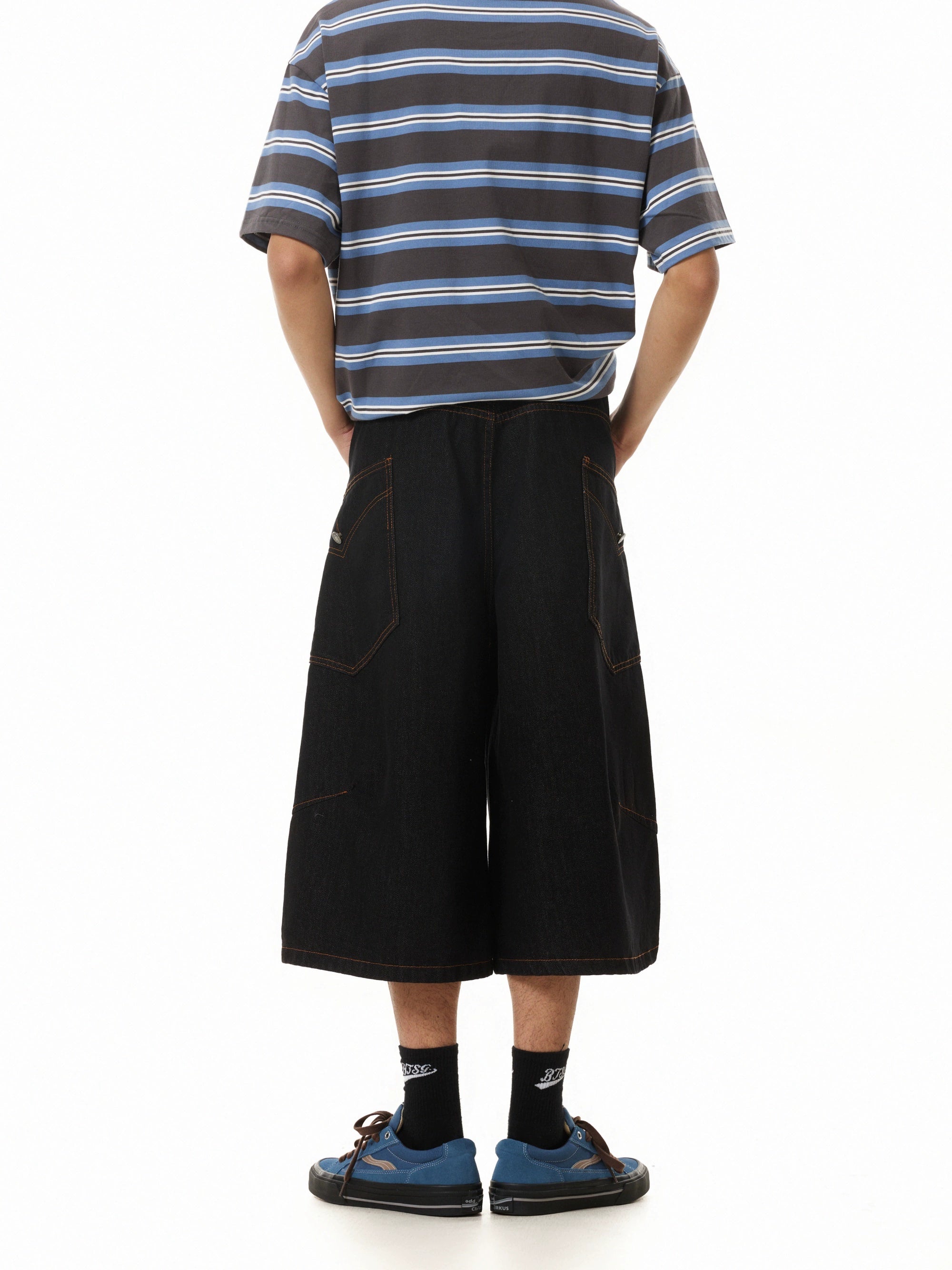 BTSG Retro Washed Side Pocket Denim Cropped Pants