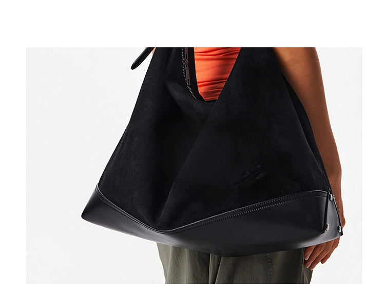 CryingCenter Suede Splicing Large Capacity Handbag